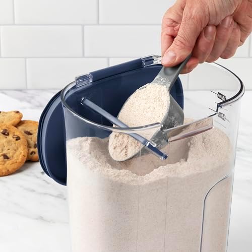 ProKeeper+ Airtight Food Storage Container Set – Clear Plastic Flour and Sugar Canister Set with Magnetic Accessories for Kitchen Organization (Navy, 9-Piece)