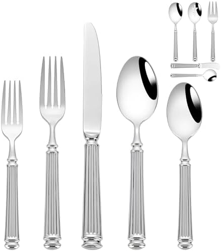65 PCS 18/10 Flatware Set for 12, Heavy Silverware Set & Serving