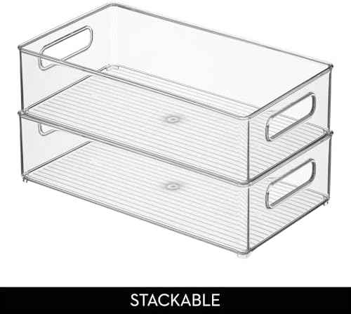 iDesign Stackable Fridge Bin, Clear, Set of 2