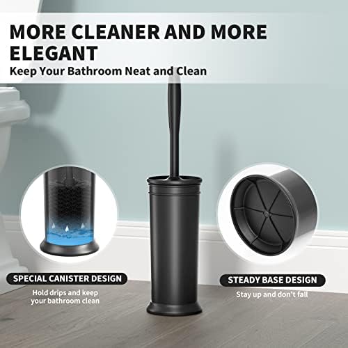 Toilet Brush with Covered Holder, Black, 1 Set