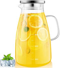 Aofmee Glass Pitcher with Lid and Handle, Glass Water Pitchers
