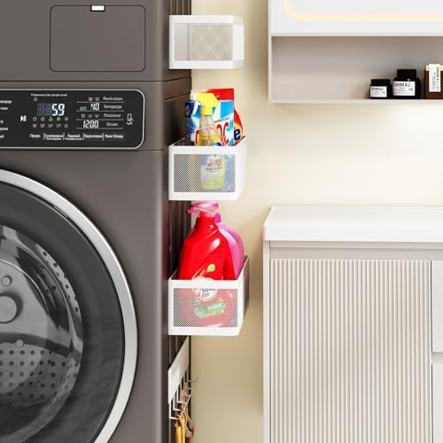 4 Pack Magnetic Baskets with Hook Rack