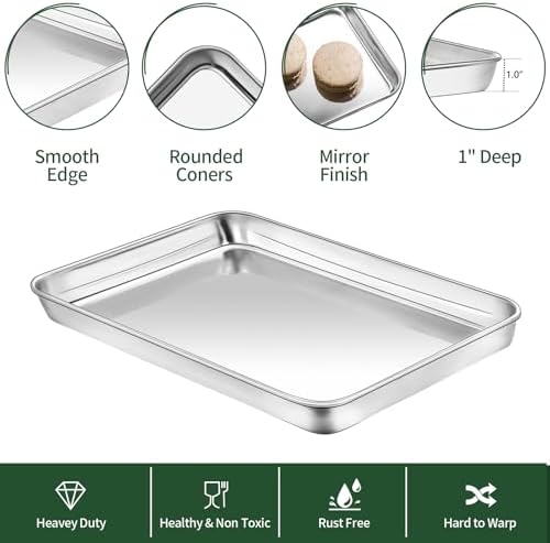 Baking Sheet with Cooling Wire Rack Set, Stainless Steel 2 Pans + 2