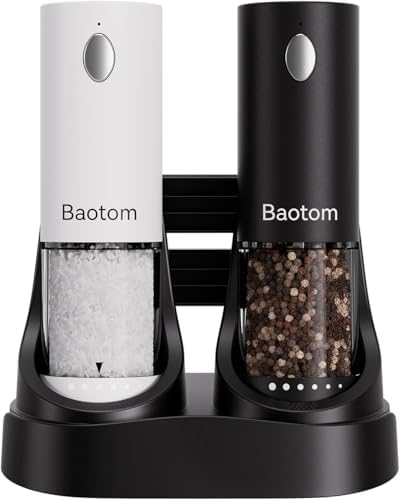 Electric Salt and Pepper Grinder Set with Dual Charging Base