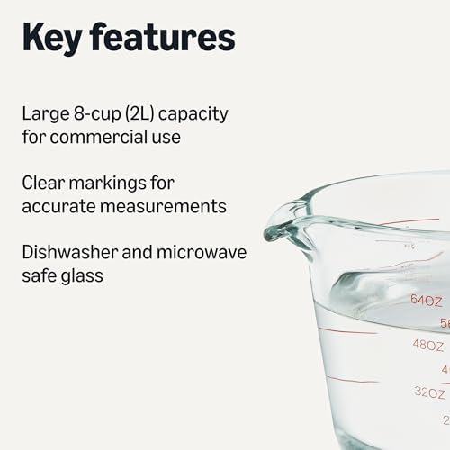 Amazon Basics Large Size Glass Measuring Cup, 8 Cup, Easy-to-Read