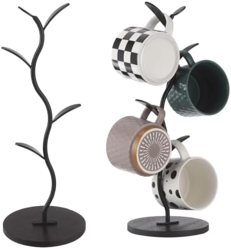 Mug Tree Stand for 4 Cups, Black Countertop Coffee Holder