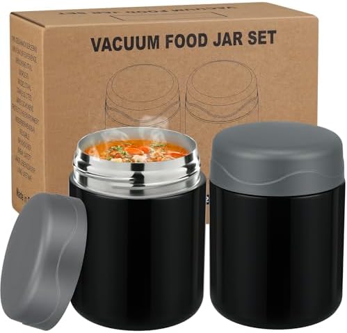 wiwens 12oz 2 Pack Insulated Food Jar Set for Kids Soup Thermo Hot