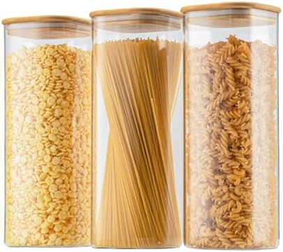 D2scrma 71oz/2.2Qt Square Glass Storage Containers with Lids 3-Pack