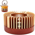 Inmorven Teapot Warmer, Aluminum Tea Warmer with Wooden Base, Candle