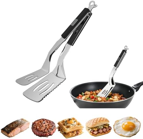 11.5-inch Stainless Steel Tongs for Cooking – Versatile Metal Spatula