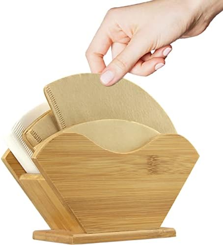 Unibene Bamboo Coffee Filter Holder, Renewable Stand Container