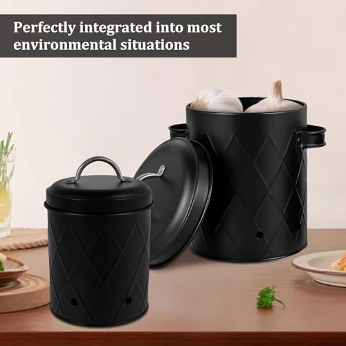 2Pcs Onion Storage Canisters, 2 Sizes Potato Storage Bins, Carbon