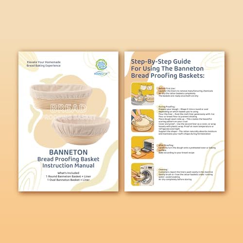 Sourdough Bread Baking Supplies, 2 Pack Banneton Baskets, 10 Inch