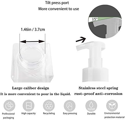 2 Pack Foaming Soap Dispenser, 15 Oz Refillable Plastic Pump, Clear