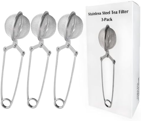 3-Pack Fine Mesh Tea Ball Infusers with Long Handles, Stainless Steel