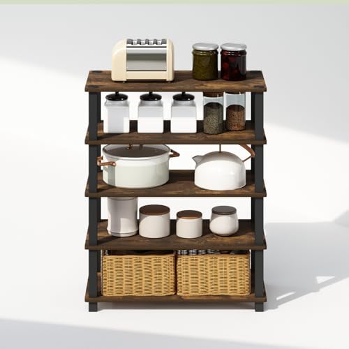 Furinno Turn-S-Tube 3-Tier Shelves, Set of 2, Amber Pine