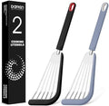 Fish Spatula Turner,Thin Slotted,Stainless Steel With Silicone Edge,2