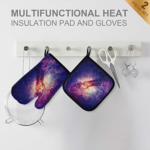QMXO Galaxy Universe Space Star Oven Mitts Quilted Cotton Lining