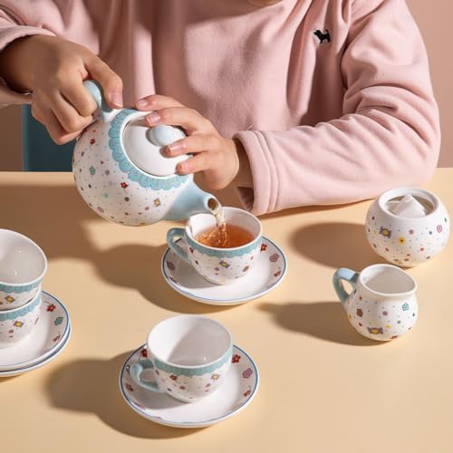 Sweejar Porcelain Tea Set for Little Girls,Kitchen Toys Tea Party Set