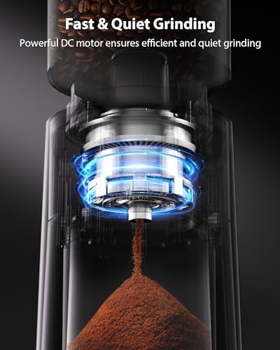 Aromaster Burr Coffee Grinder, 25 Settings, Black
