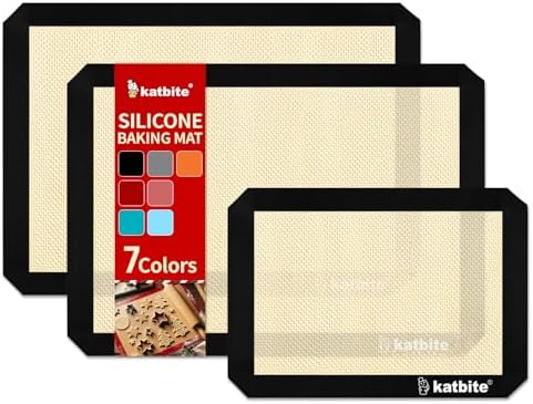 Katbite Silicone Baking Mat Set of 3 Black