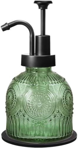 Amolliar 8 Oz Glass Vintage Soap Dispenser Plastic Pump,Green