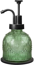 Amolliar 8 Oz Glass Vintage Soap Dispenser Plastic Pump,Green