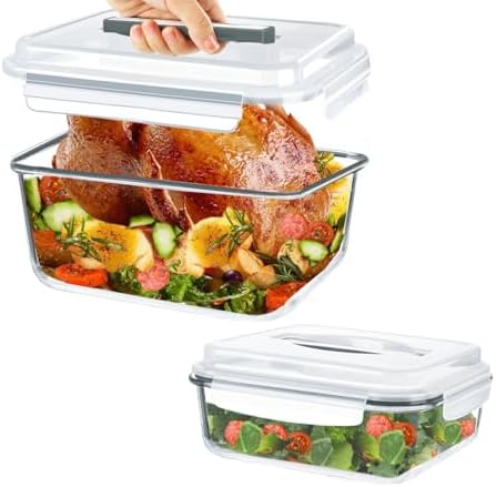 KOMUEE 2 Pack Glass Food Storage Containers Set