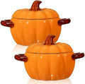 Uiifan 2 Pcs Pumpkin Pot for Cooking with Lid, 17 oz, Orange