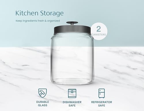 KooK Glass Kitchen Canister Set, Food & Storage Containers for Pantry