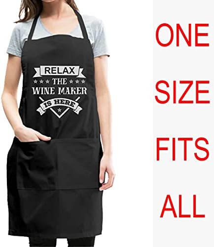 Relax wine maker Is Here Black Apron - Apron One size fits all