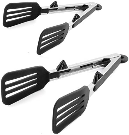 Kitchen Tongs and Spatula, 9" and 12", Silicone Tips