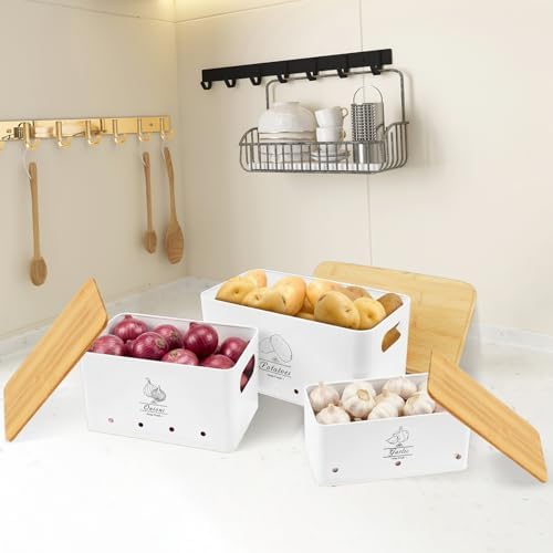 5 Pcs Potato Onion Garlic Storage Set, with Peeler and Crinkle Cutter