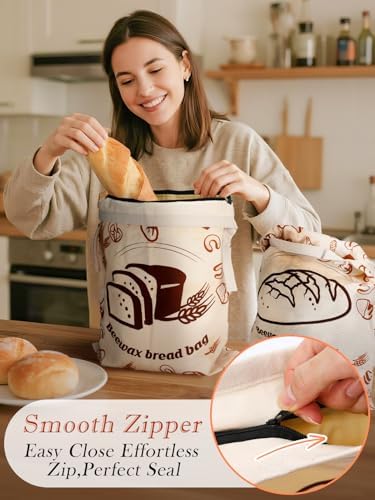 ANPHSIN Natural Beeswax Bread Bags, 13''x16.7'', 2 pcs