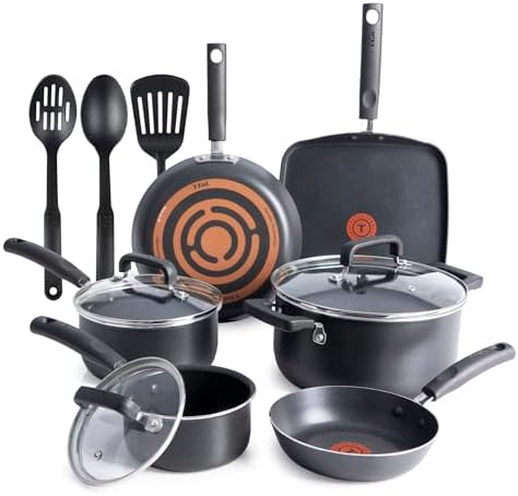 T-Fal Signature Nonstick Pots and Pans Set 12 Piece, Oven Broiler Safe