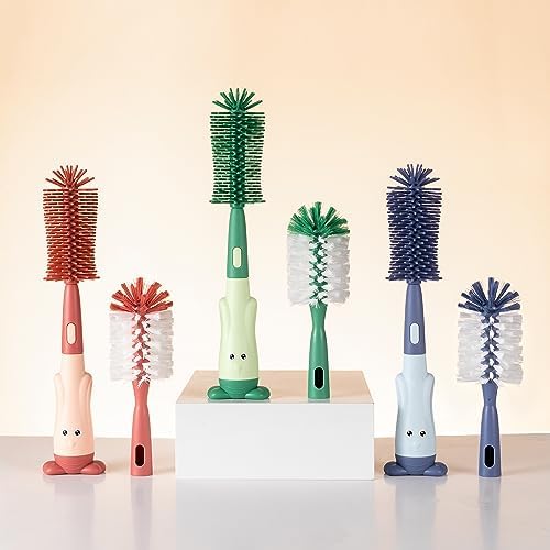 Silicone Baby Bottle Brush with Stand, Water Bottle Brush Cleaner Set