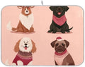 OTVEE Festive Pet Art Dish Drying Mat for Kitchen Counter Absorbent