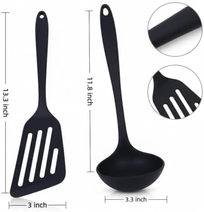 Pack of 2 Silicone Cooking Utensils Set, Non Stick Large wok Spatula