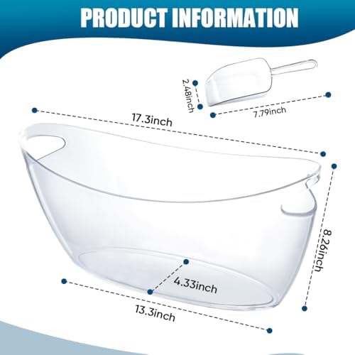 OBTANIM Clear Acrylic Ice Buckets Large Champagne Drink Cooler Storage