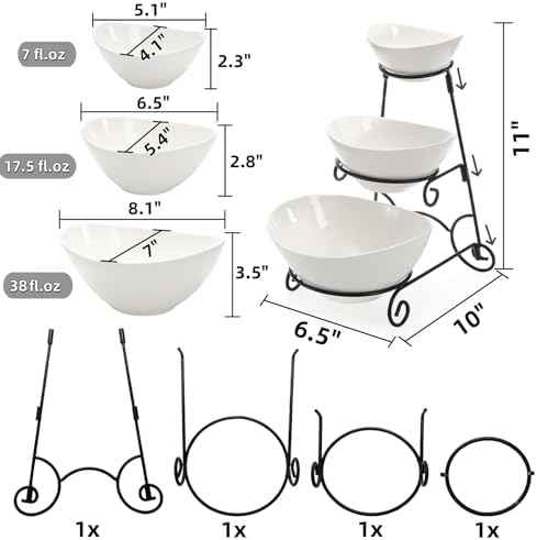 Covzoe 3 Tiered Chip and Dip Serving Set with Metal Stand