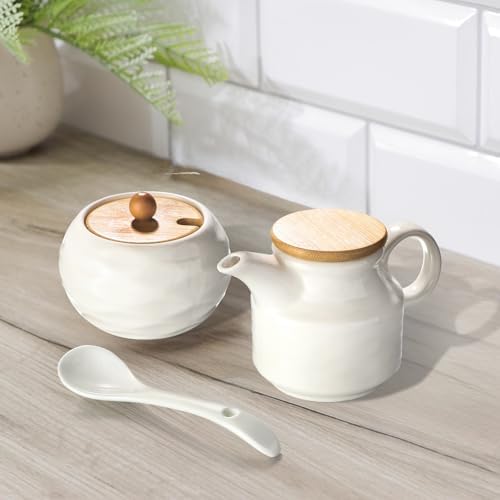 Ceramic Sugar and Creamer Set,12oz Cream Pitcher&7.5oz Sugar Bowl with