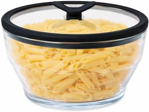 Anyday 8 Cup Glass Microwave Pasta Cooker, Clear Black Sesame