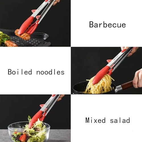 Kitchen Tongs with Silicone Tips 12-9Inch, Red