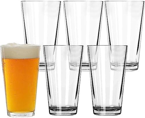Pint Glasses Set of 6 - 16 oz Drinking Glasses Made for Cold Beverages