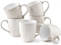 DOWAN Coffee Mugs Set of 6, 19 oz Large Mug, Ceramic Embossment