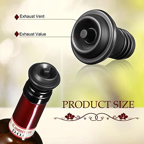 Honoson 24 Pieces Silicone Wine Stoppers Vacuum Seal Reusable,Black