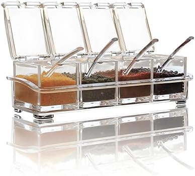 Clear Seasoning Box,V-Resourcing 4 Pieces Clear Seasoning Storage