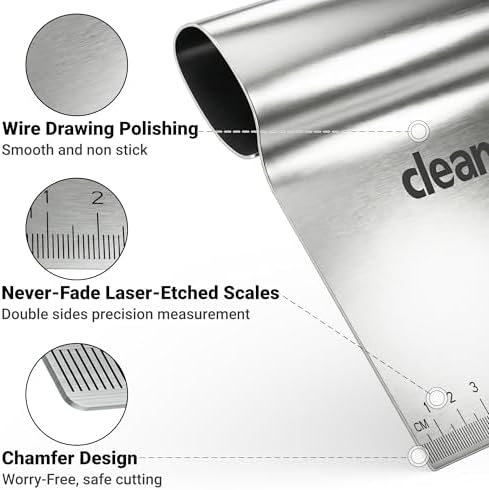Bench Scraper Kitchen & Dough Scraper Tool - Stainless Steel