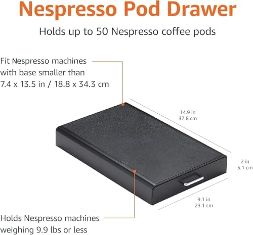 Amazon Basics Nespresso OriginalLine Coffee Pod Storage Drawer Holder, 50 Capsule Capacity, Black