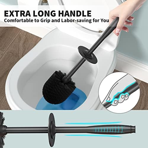 Toilet Brush with Covered Holder, Black, 1 Set